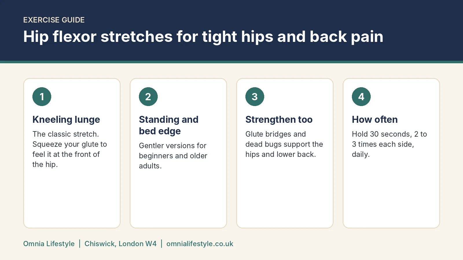 Hip flexor stretches for tight hips and back pain