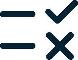 Graphic of two horizontal lines with a checkmark beside the top line and an X beside the bottom line.