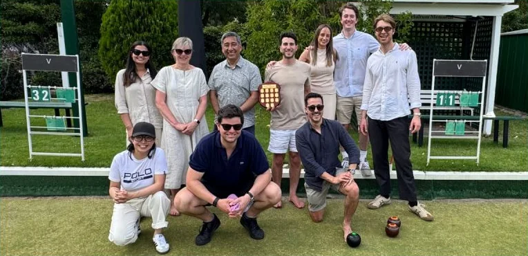 The Jadig Finance and Cornwalls teams at a lawn bowls day