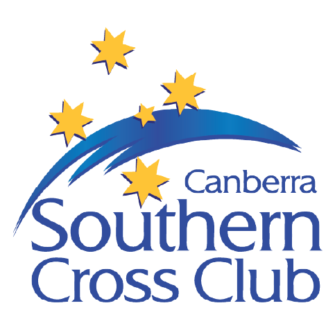 Yellow and blue Canberra Southern Cross Club logo. 