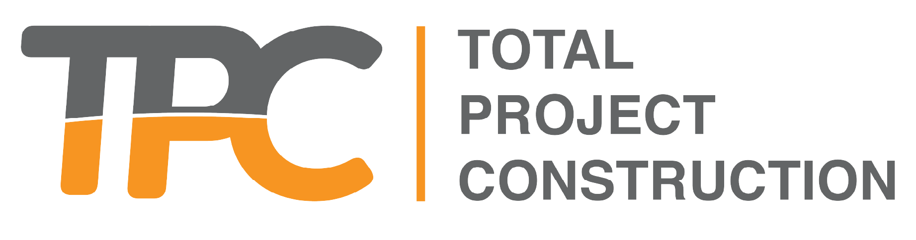 Orange and grey Total Project Construction logo.