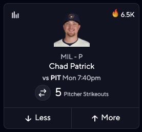 MLB DFS Projections - Chad Patrick