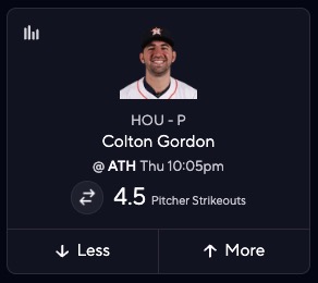 MLB DFS Picks - Colton Gordon