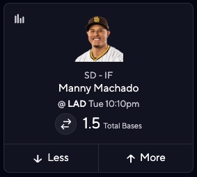 Manny Machado Projections vs. Dodgers