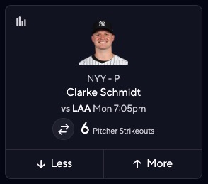 Clarke Schmidt Strikeouts - PrizePicks MLB Cheat Sheet