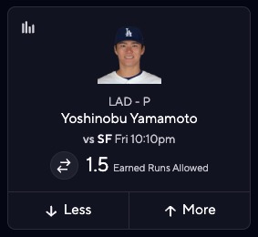 Yoshinobu Yamamoto Projections - Giants vs. Dodgers Picks