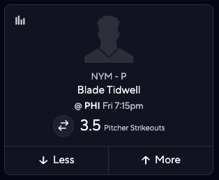 Blade Tidwell Projections vs. Phillies