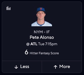 Pete Alonso fantasy score projectionf