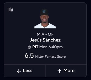 Marlins vs. Pirates Picks for Monday, June 9 - Jesus Sanchez