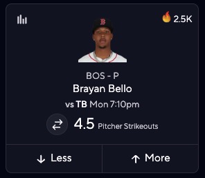 MLB DFS Picks for PrizePicks Today - Brayan Bello