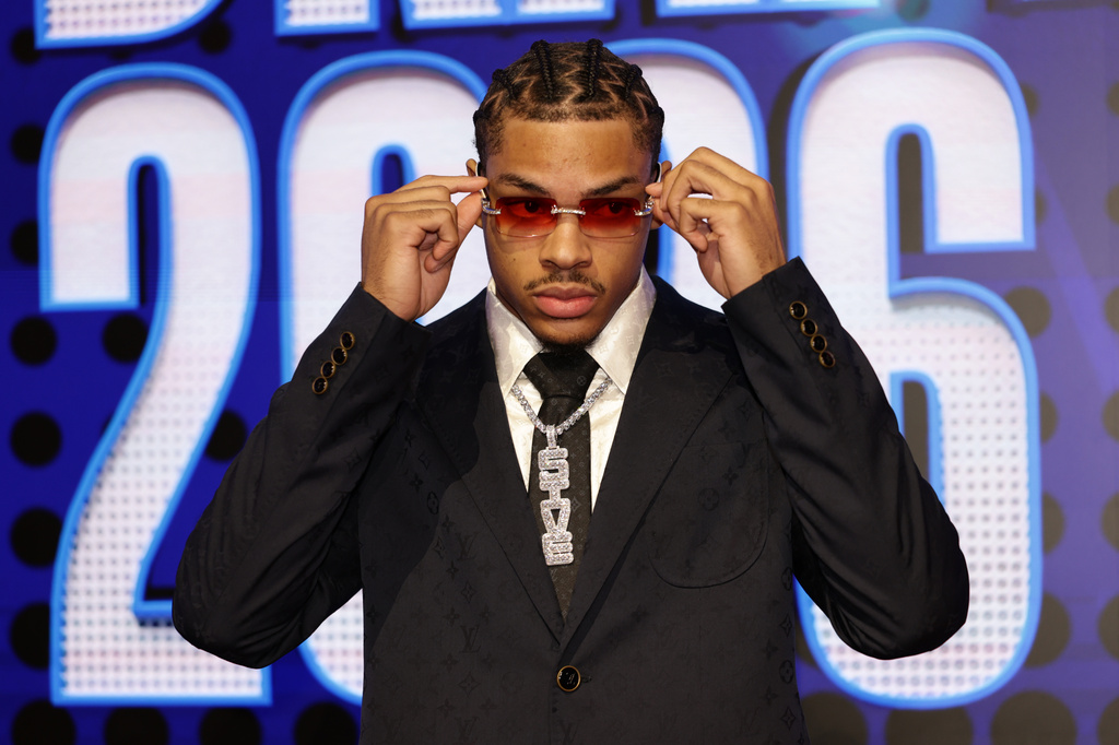 Sacramento Kings PG Darius Acuff Jr. after being selected in the 2026 NBA Draft.