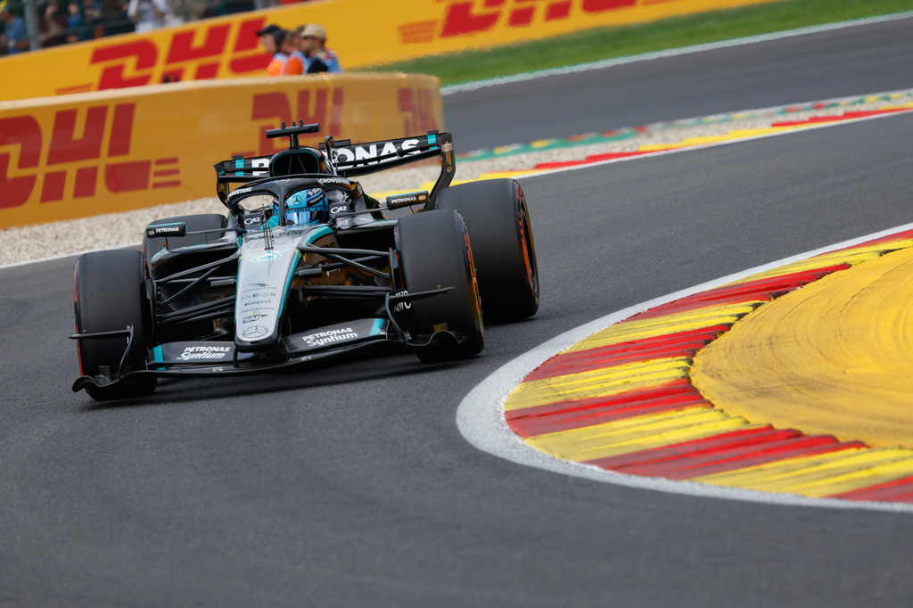 Formula One star George Russell in qualification before the Formula One Grand Prix at the Spa-Francorchamps.