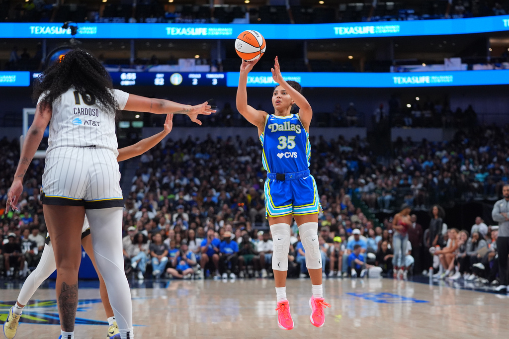 Wings G Azzi Fudd shoots a jumper in the second half vs. the Sky.