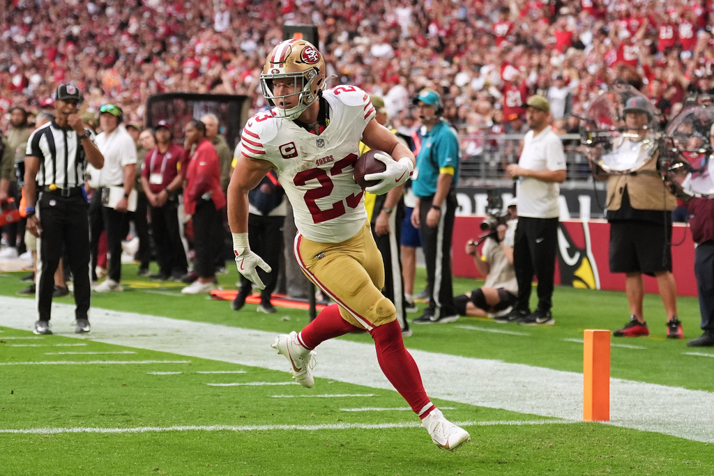 San Francisco 49ers RB Christian McCaffrey during an NFL game against the Arizona Cardinals.