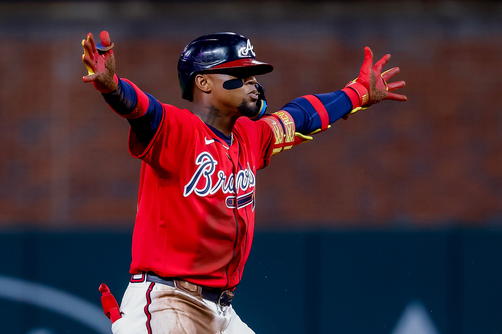 Atlanta Braves RF Ronald Acuña Jr. during an MLB game against the Philadelphia Phillies.