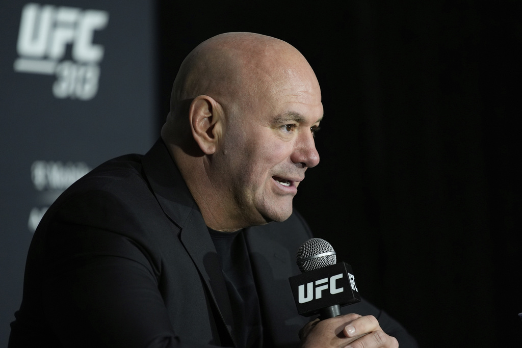 Dana White, CEO of the Ultimate Fighting Championship, speaks during a news conference. UFC Fight Night: Rosas Jr. vs. Barcelos takes place on Saturday, September 26.