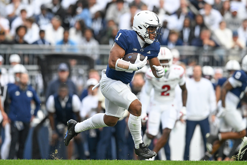 Penn State RB James Peoples on a rushing attempt vs. Wisconsin.