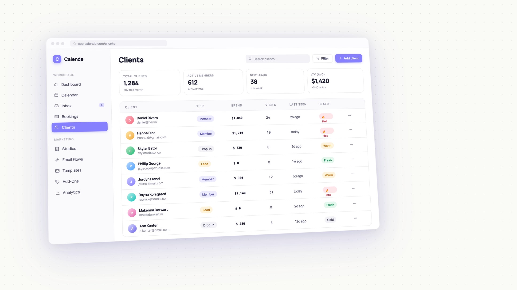 Calende clients