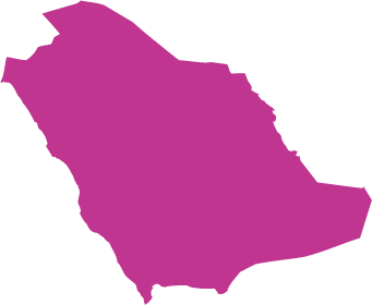 Solid purple silhouette map of Saudi Arabia.