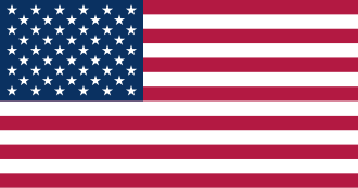Flag of the United States with 50 white stars on a blue field and 13 red and white stripes.