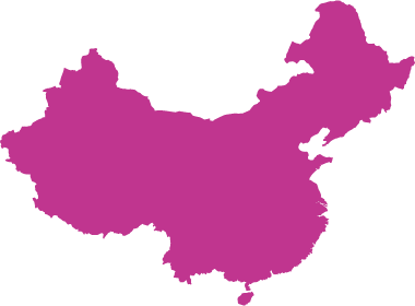 Solid magenta silhouette map of China on a white background.
