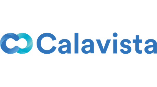 Calavista company logo with an abstract blue infinity symbol to the left of the text.