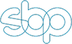 Stylized text logo reading 'sbop' with rounded, connected letters in black.