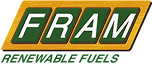 FRAM logo with white letters on black and orange gradient background.