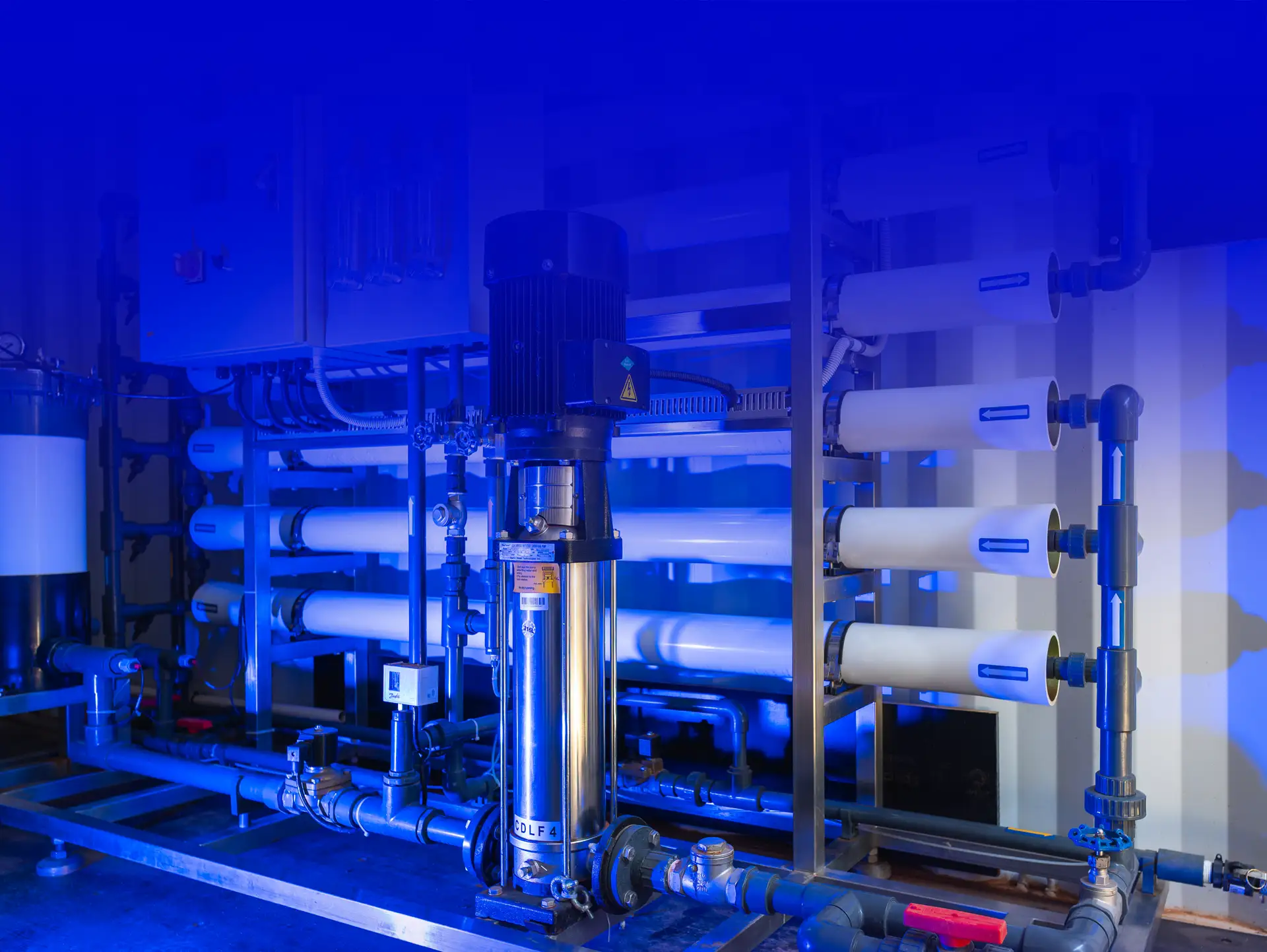 CITOR reverse osmosis desalination system with membrane pressure vessels and high-pressure pump