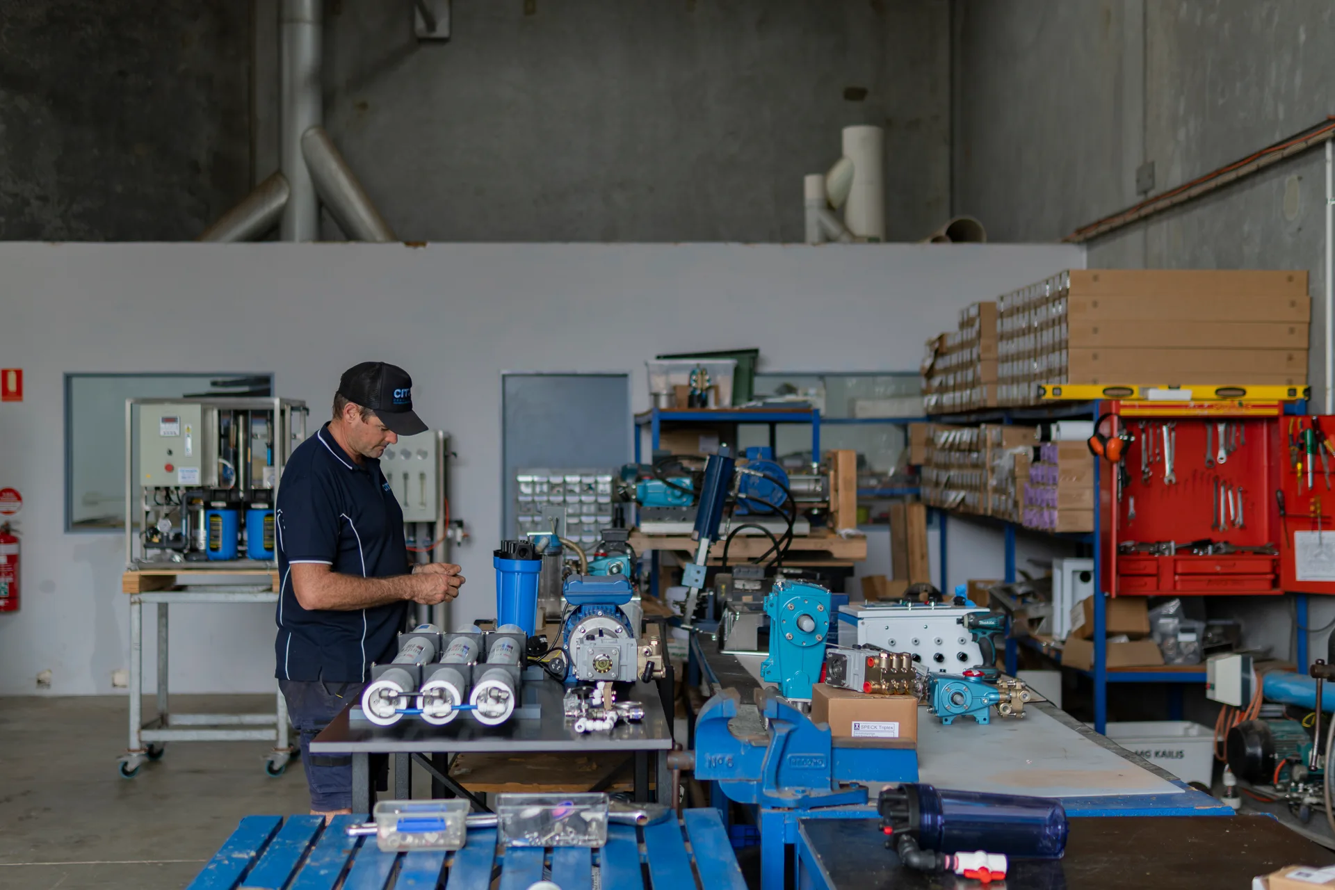 CITOR technician at a workbench in the Perth service workshop