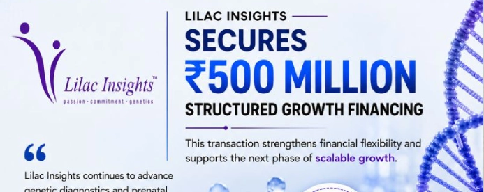 Lilac Insights logo with announcement of securing ₹500 million structured growth financing for scalable growth.