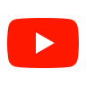 YouTube logo with a white play button inside a red rounded rectangle.
