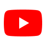 YouTube logo with a white play button inside a red rounded rectangle.