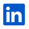 LinkedIn blue icon with white 'in' letters