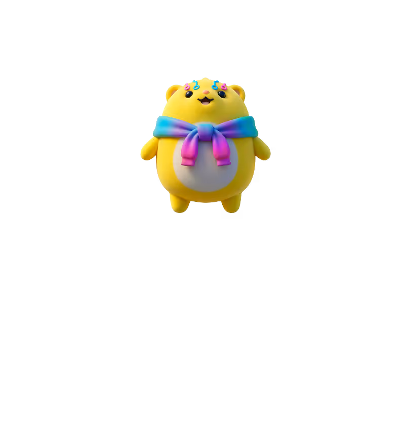 cute yellow 1UP mascot KB flying