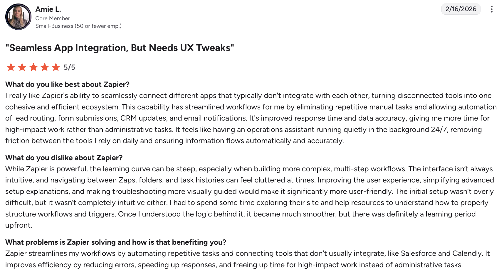 Zapier G2 Quote