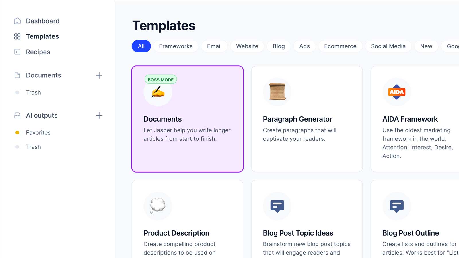 Jasper.ai Screenshot