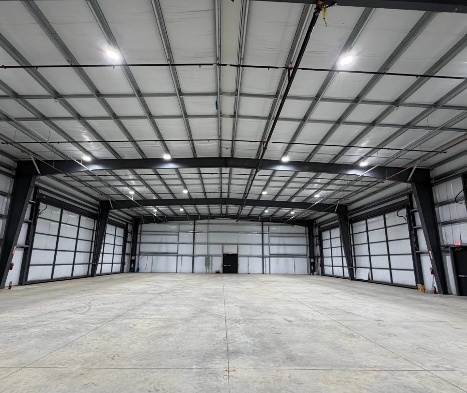 Interior of a commercial steel building constructed by Supreme Construction in the Central Valley.