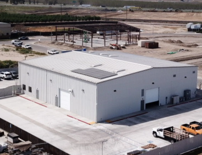 Aerial view of Dynamic Controls facility under construction in Visalia California.