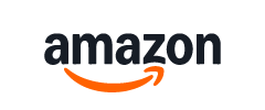 Amazon-Logo mit schwarzem Text und orangefarbenem Pfeil darunter.