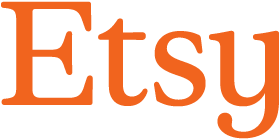 Etsy Schriftzug in oranger Farbe.