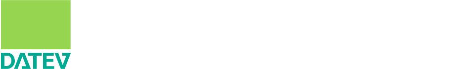 Logo der DATEV mit grünem Quadrat und Schriftzug DATEV darunter.