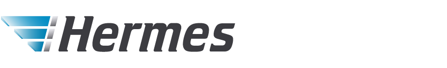 Logo mit blauem grafischem Element und Schriftzug auf grauem Hintergrund.