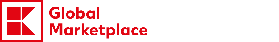 Logo mit einem roten Quadrat und den Worten Global Marketplace in roter Schrift.