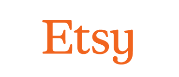 Etsy Schriftzug in orange auf schwarzem Hintergrund.