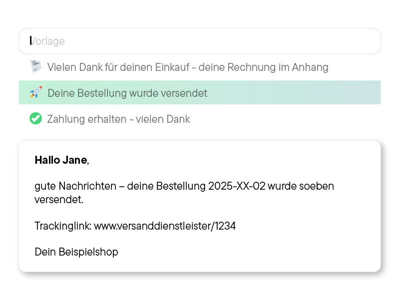 Screenshot einer Bestellbenachrichtigung auf Deutsch mit den Nachrichten: ‚Deine Bestellung wurde versendet‘ und einem Trackinglink.