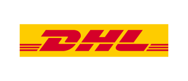 DHL Firmenlogo mit roter Schrift auf gelbem Hintergrund.