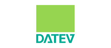 DATEV Firmenlogo in grün und blau.