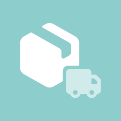 Symbol eines Pakets mit einem Lieferwagen für effizienten Versand und Logistik.