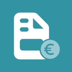 Symbol eines Dokuments mit einem Euro-Symbol, das integrierten Zahlungsabgleich darstellt.